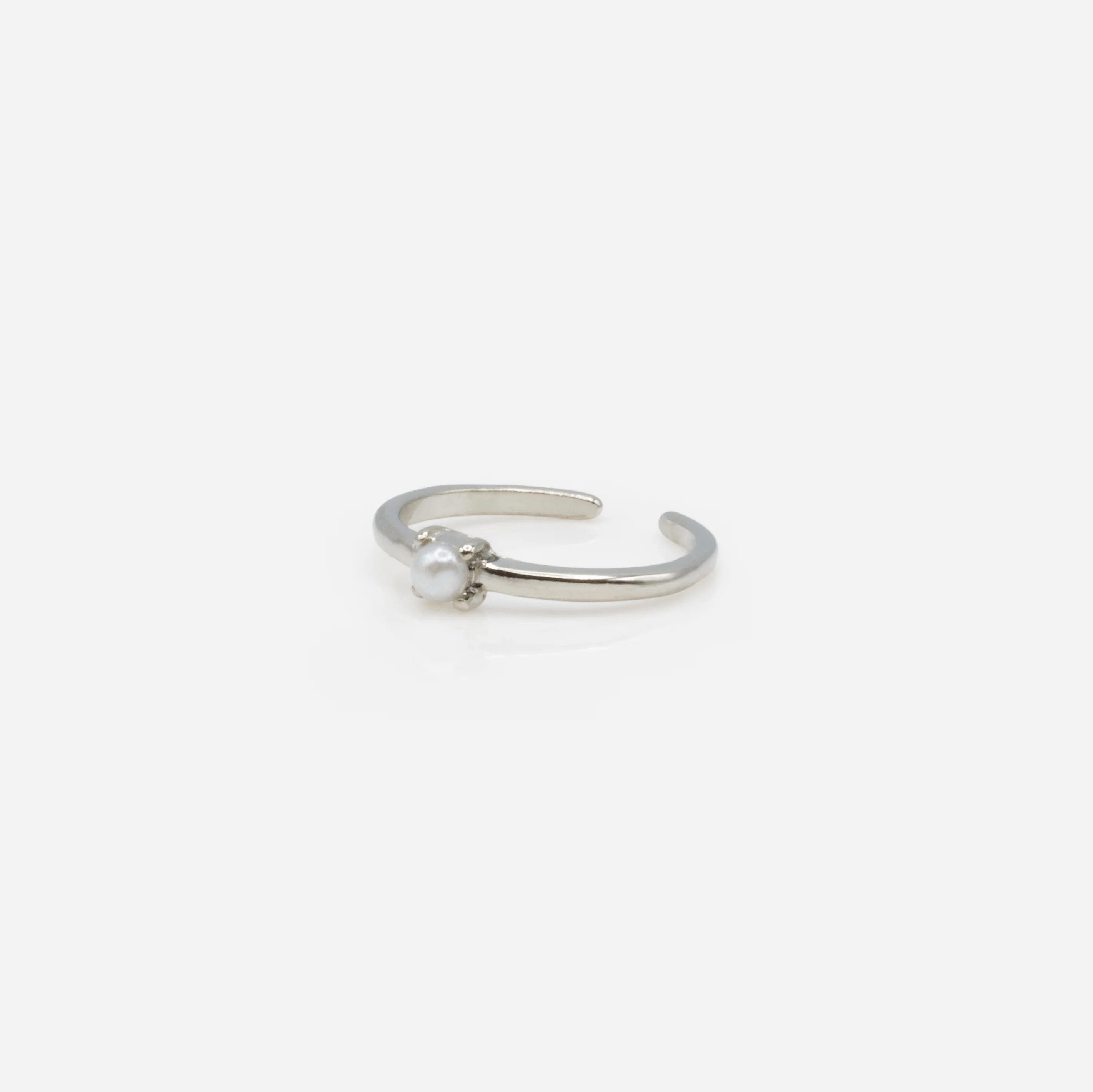 Ensemble trois bagues ouvertes argentées perles ronde et ovale - Image 3