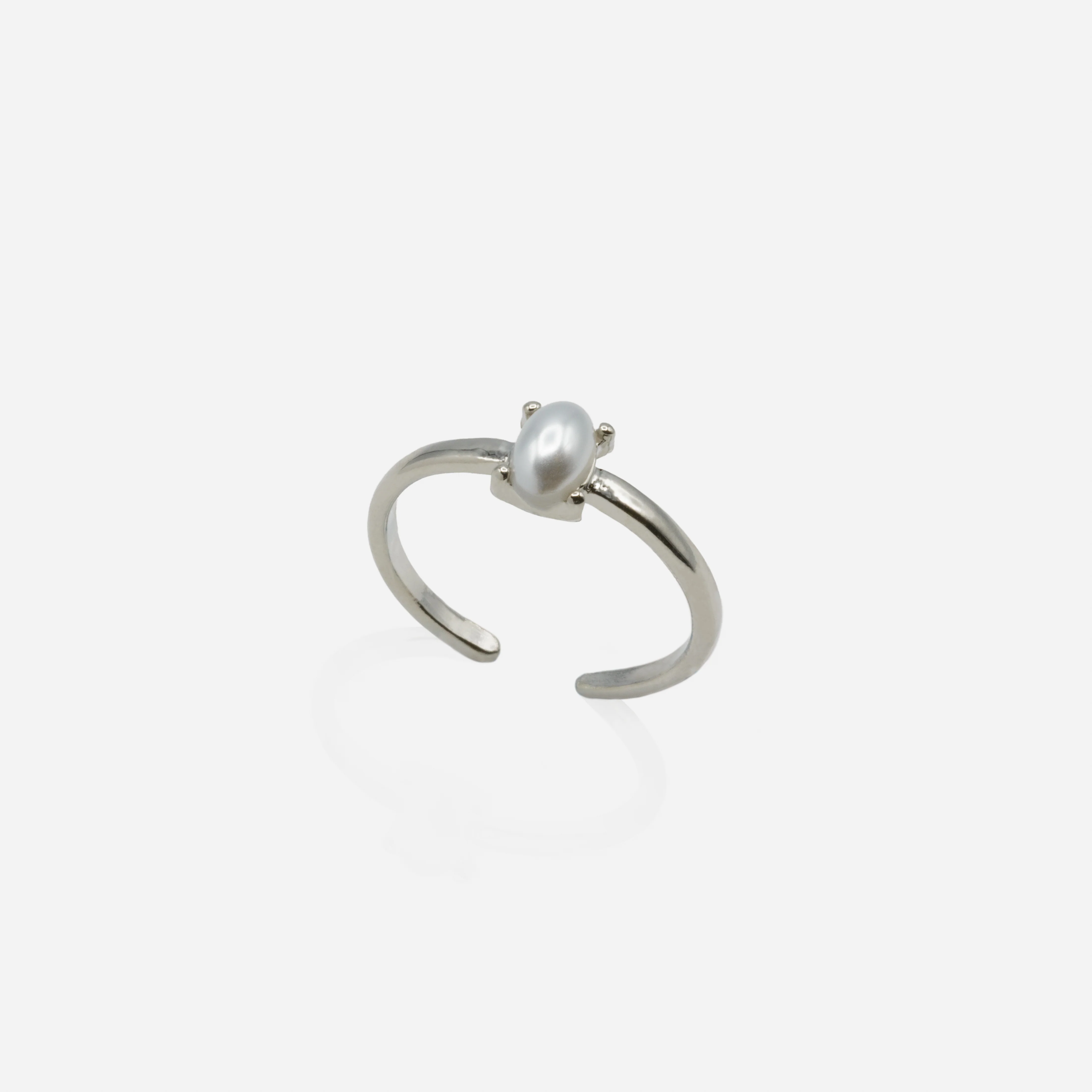 Ensemble trois bagues ouvertes argentées perles ronde et ovale - Image 7