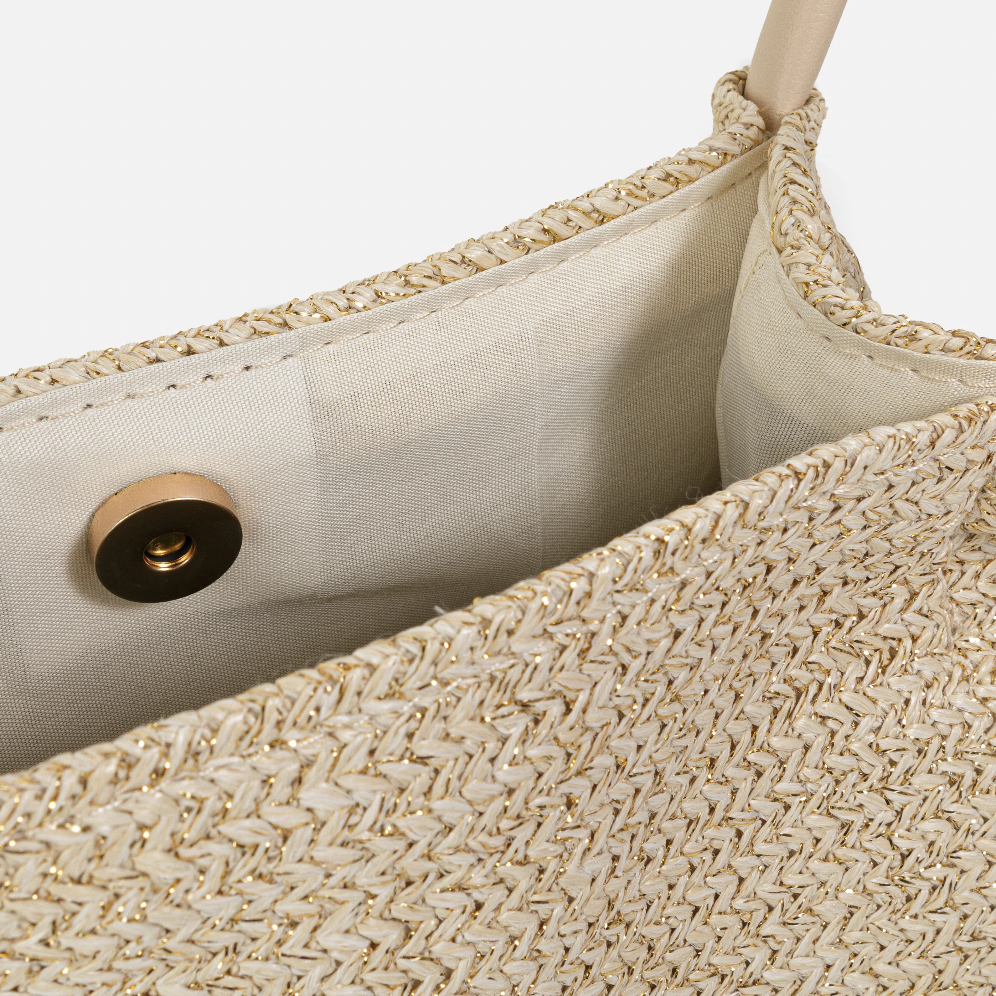 Sac fourre-tout en paille avec larges poignées rigides - Image 3